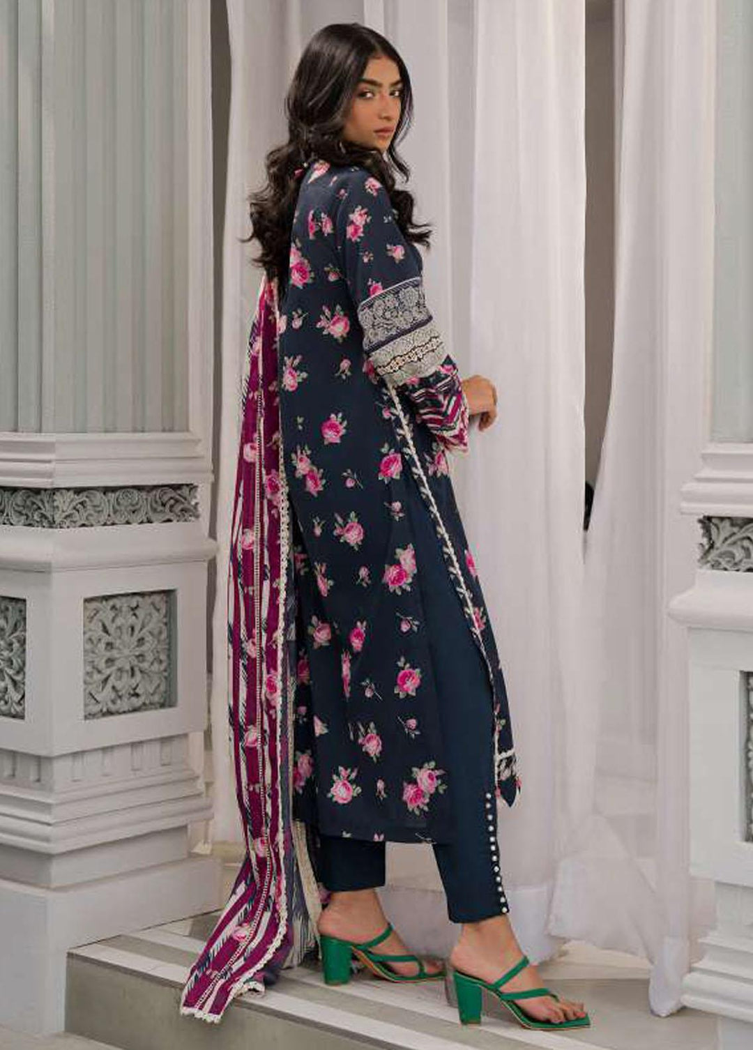 Elaf Printed Lawn Suits Unstitched 3 Piece EF23L EPP-08B - Summer Collection