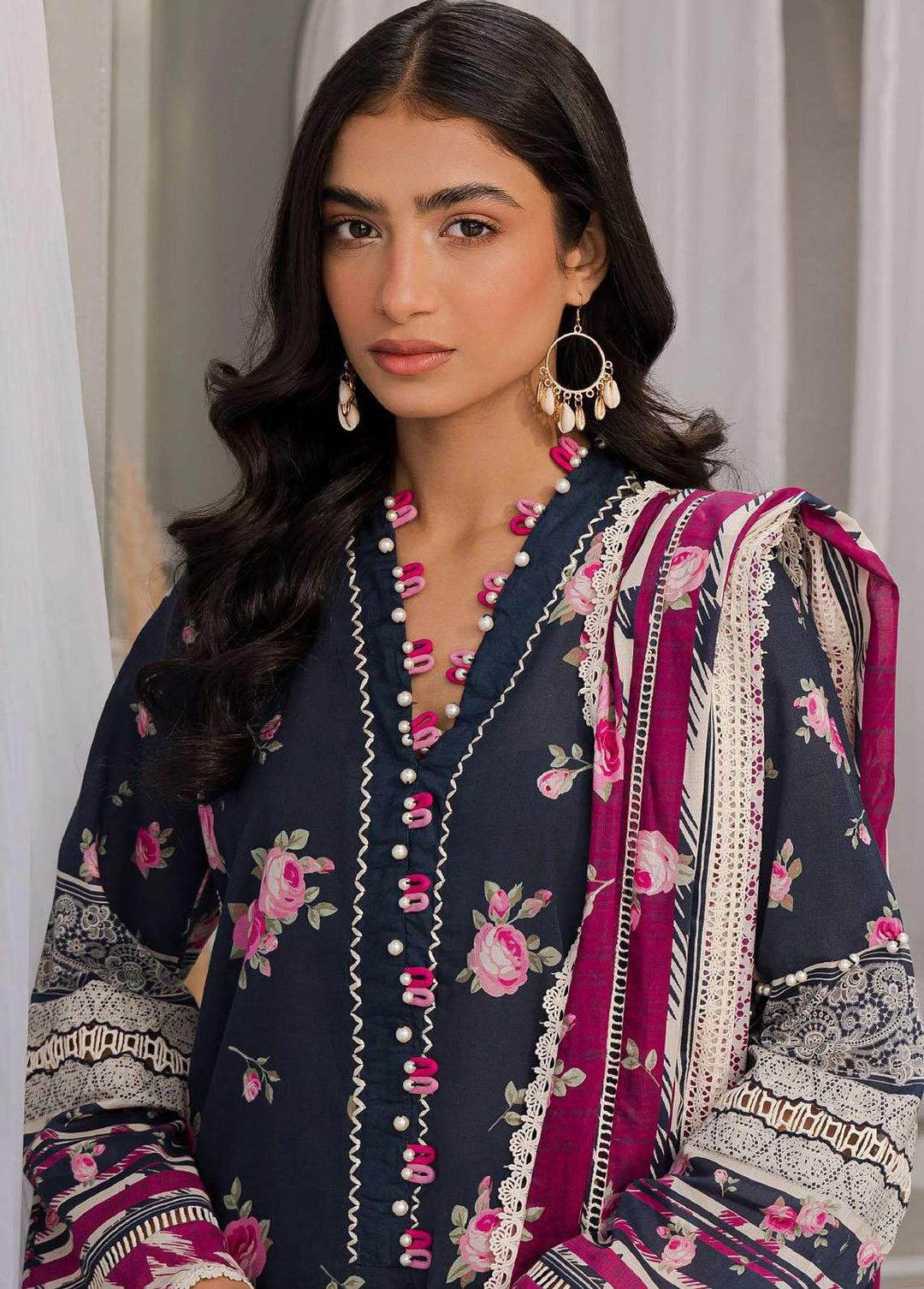 Elaf Printed Lawn Suits Unstitched 3 Piece EF23L EPP-08B - Summer Collection