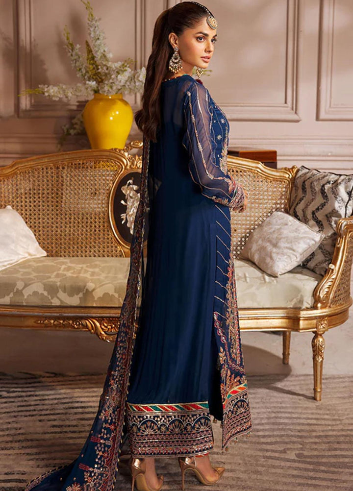 Elaine By Emaan Adeel Embroidered Chiffon Suits Unstitched 3 Piece EA23EL EL-02 - Luxury Collection