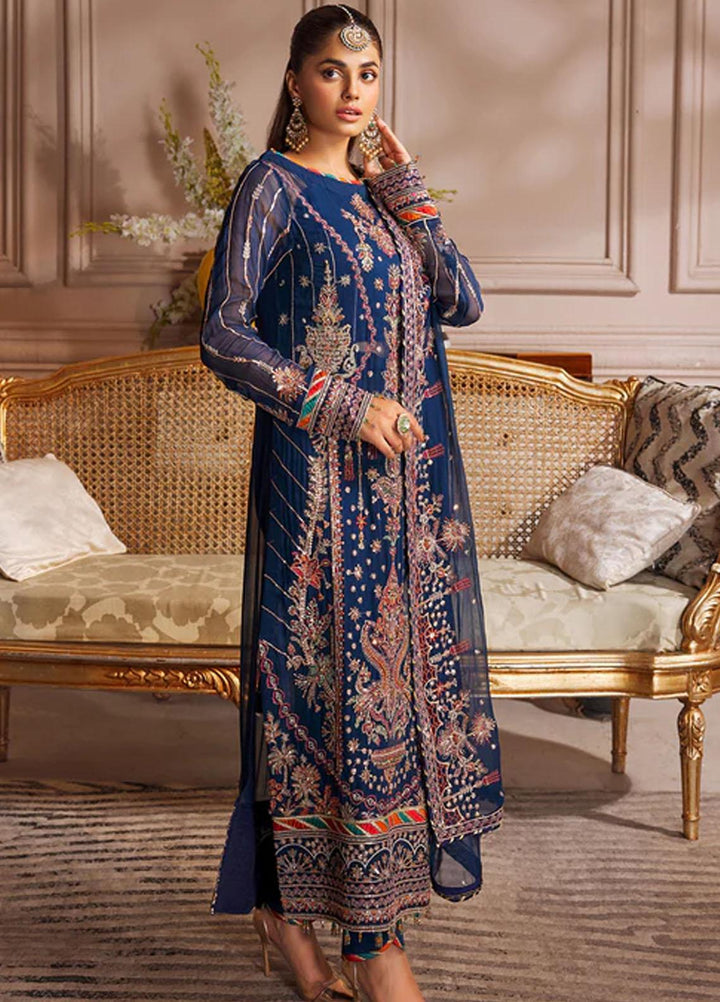 Elaine By Emaan Adeel Embroidered Chiffon Suits Unstitched 3 Piece EA23EL EL-02 - Luxury Collection
