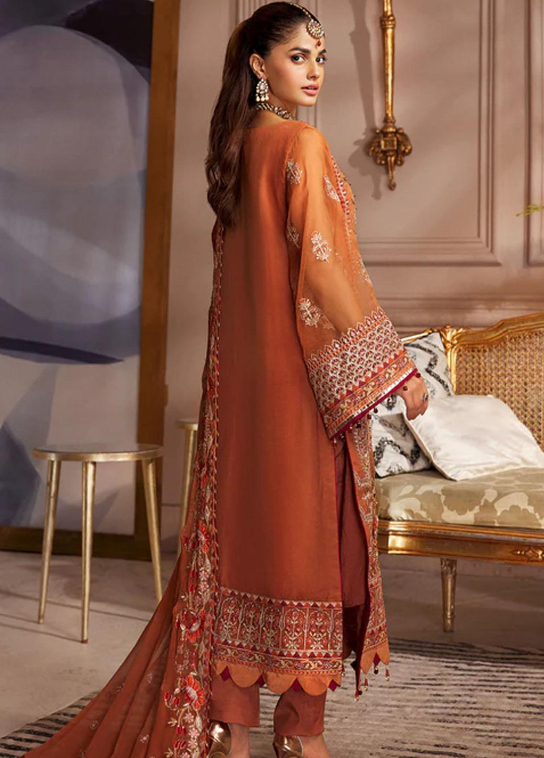 Elaine By Emaan Adeel Embroidered Organza Suits Unstitched 3 Piece EA23EL EL-03 - Luxury Collection