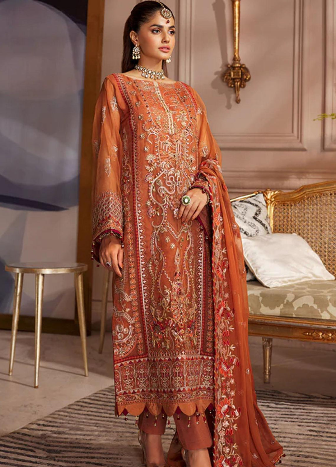 Elaine By Emaan Adeel Embroidered Organza Suits Unstitched 3 Piece EA23EL EL-03 - Luxury Collection