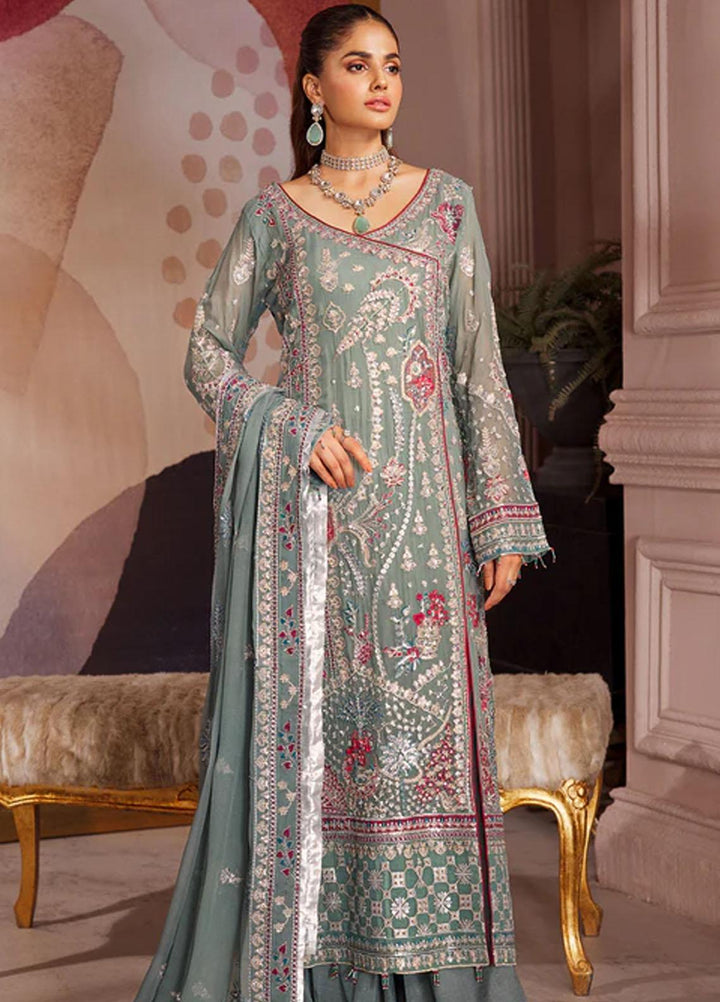 Elaine By Emaan Adeel Embroidered Chiffon Suits Unstitched 3 Piece EA23EL EL-04 - Luxury Collection