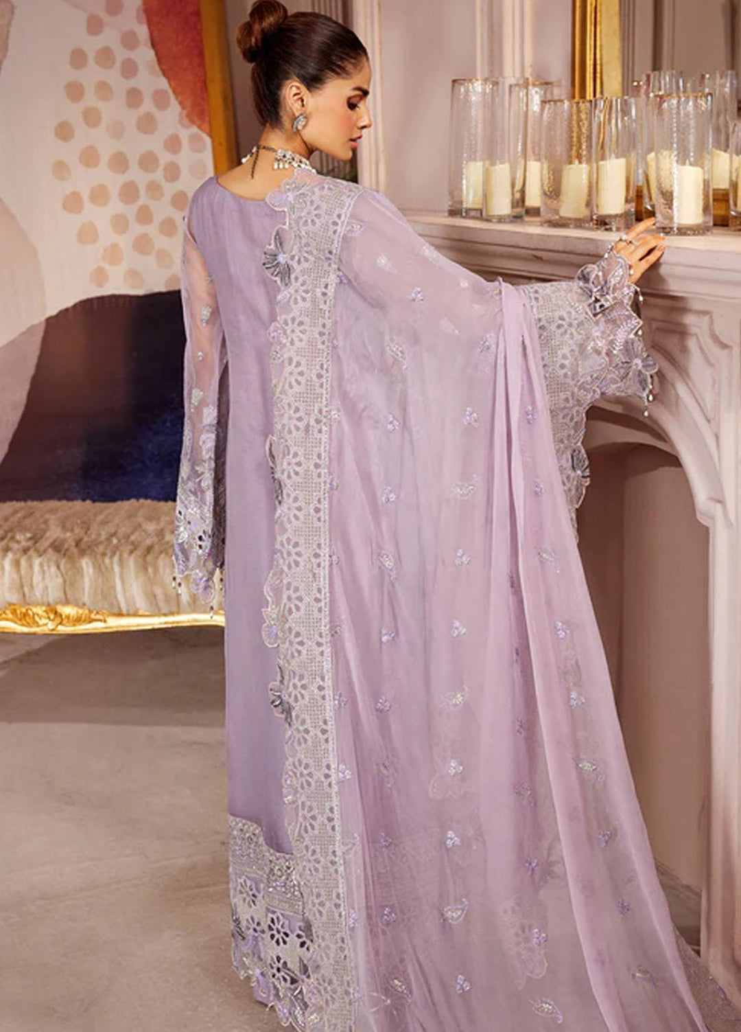 Elaine By Emaan Adeel Embroidered Chiffon Suits Unstitched 3 Piece EA23EL EL-05 - Luxury Collection