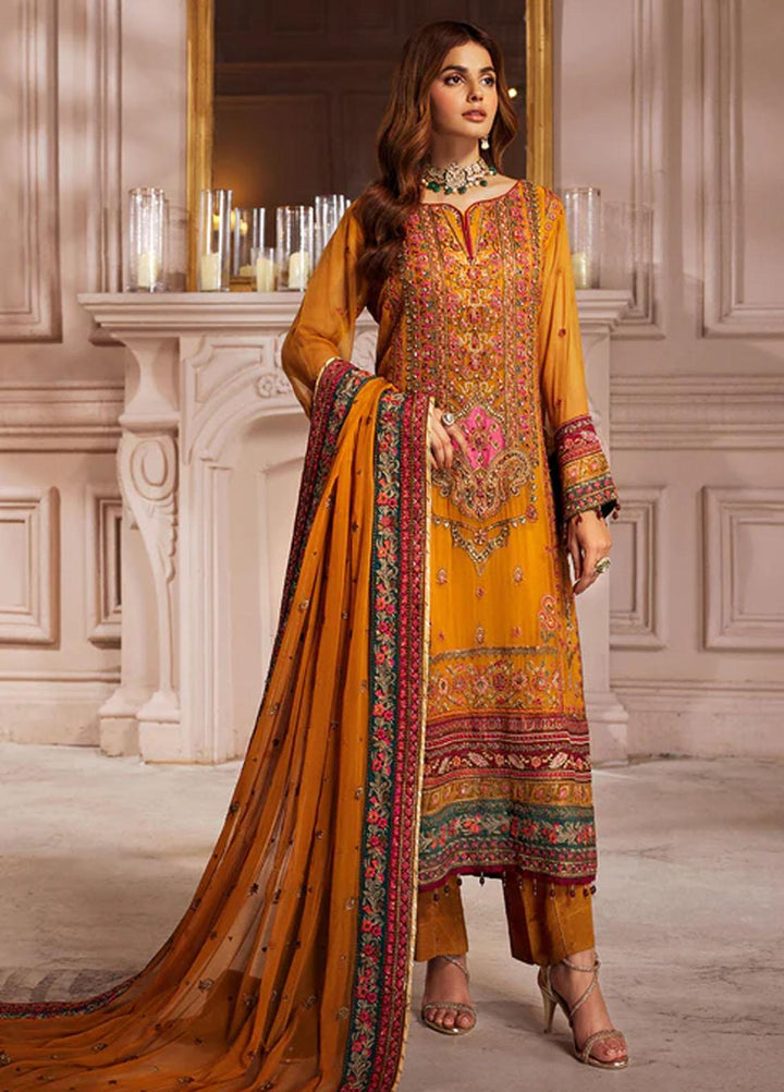 Elaine By Emaan Adeel Embroidered Chiffon Suits Unstitched 3 Piece EA23EL EL-07 - Luxury Collection