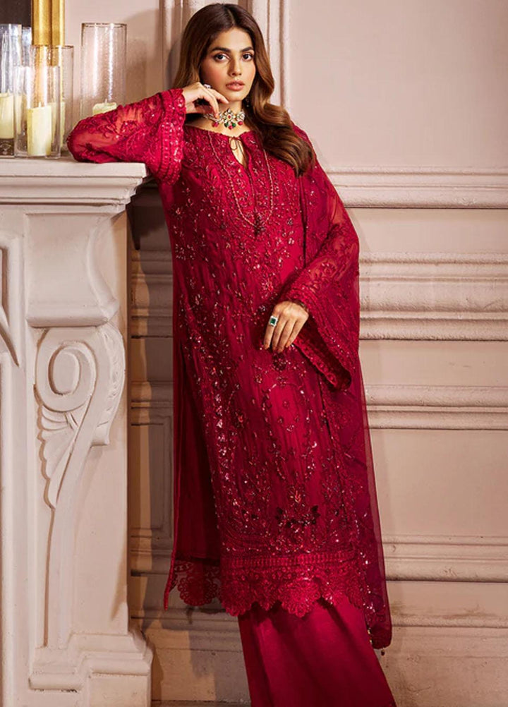 Elaine By Emaan Adeel Embroidered Chiffon Suits Unstitched 3 Piece EA23EL EL-08 - Luxury Collection