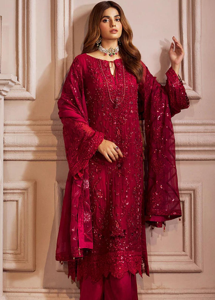 Elaine By Emaan Adeel Embroidered Chiffon Suits Unstitched 3 Piece EA23EL EL-08 - Luxury Collection