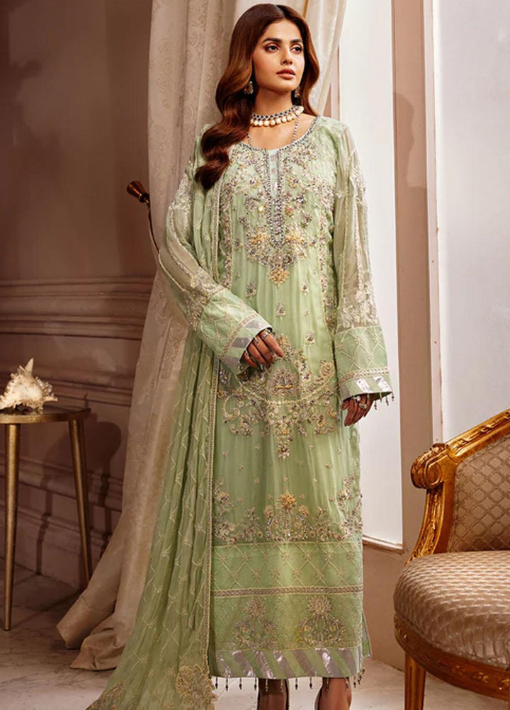 Elaine By Emaan Adeel Embroidered Chiffon Suits Unstitched 3 Piece EA23EL EL-09 - Luxury Collection