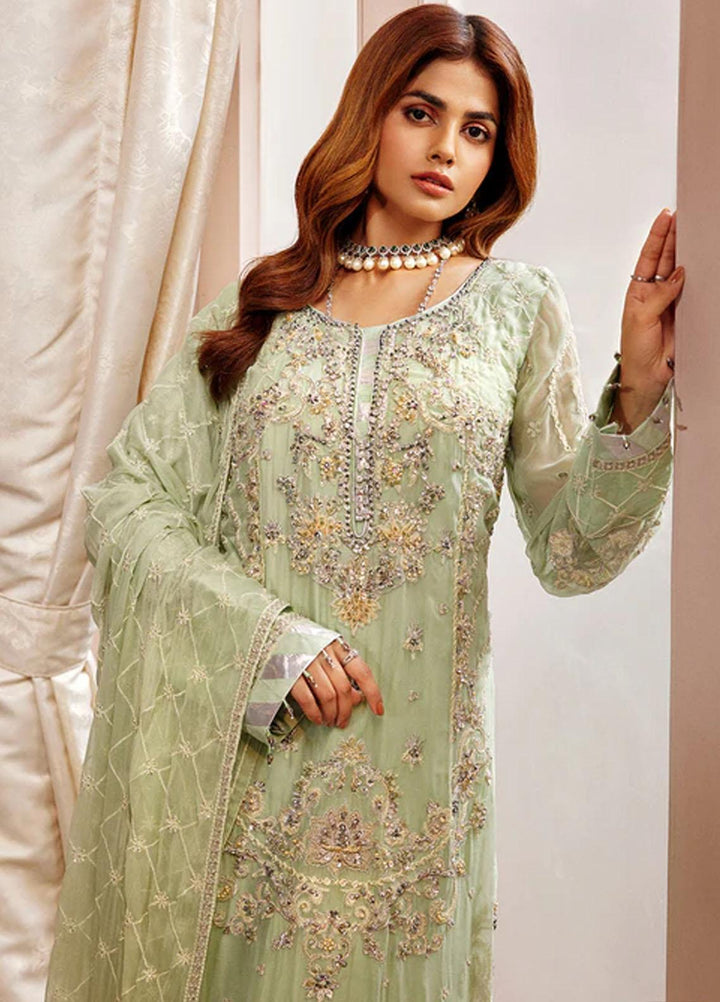 Elaine By Emaan Adeel Embroidered Chiffon Suits Unstitched 3 Piece EA23EL EL-09 - Luxury Collection