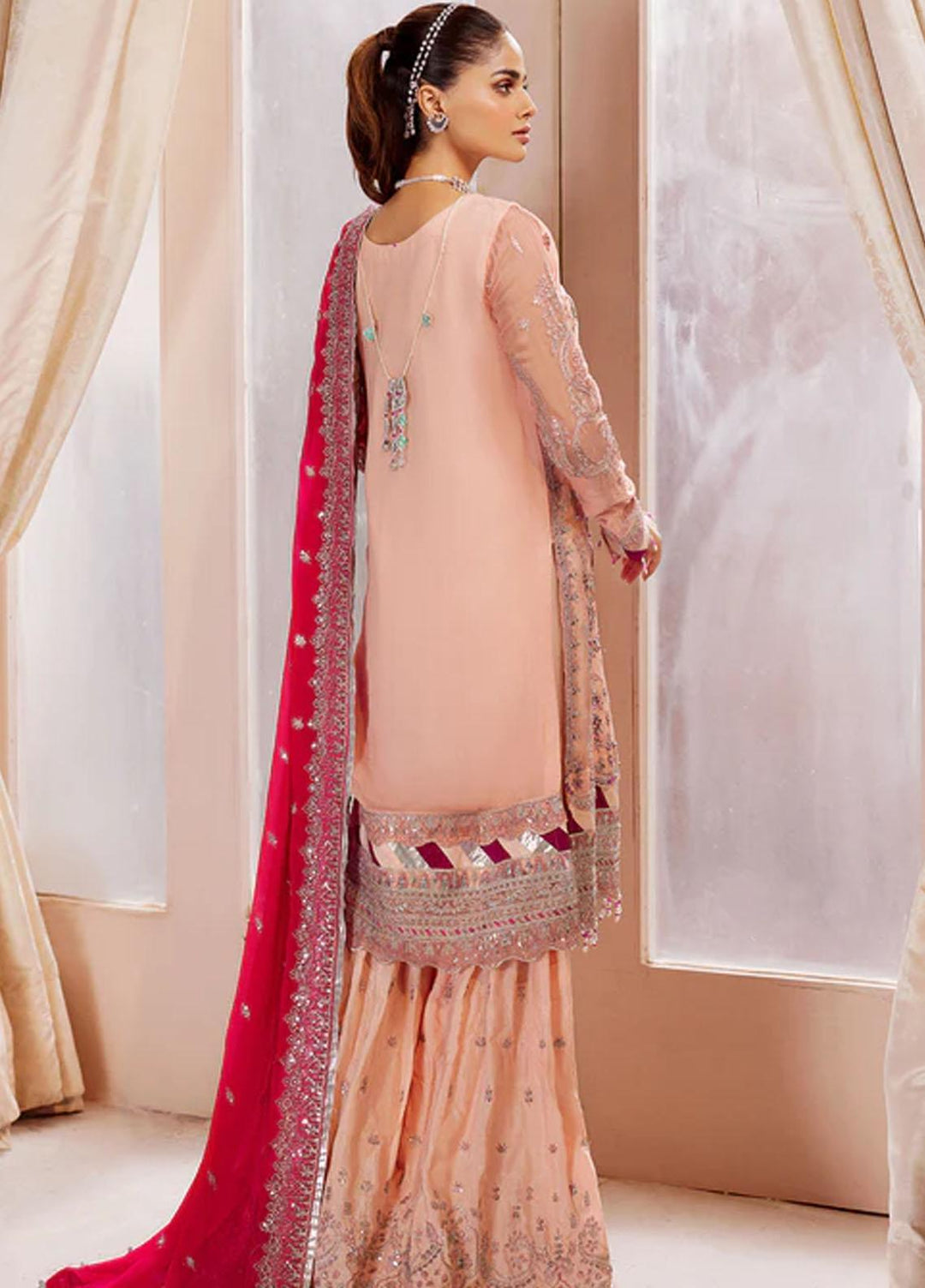 Elaine By Emaan Adeel Embroidered Chiffon Suits Unstitched 3 Piece EA23EL EL-10 - Luxury Collection