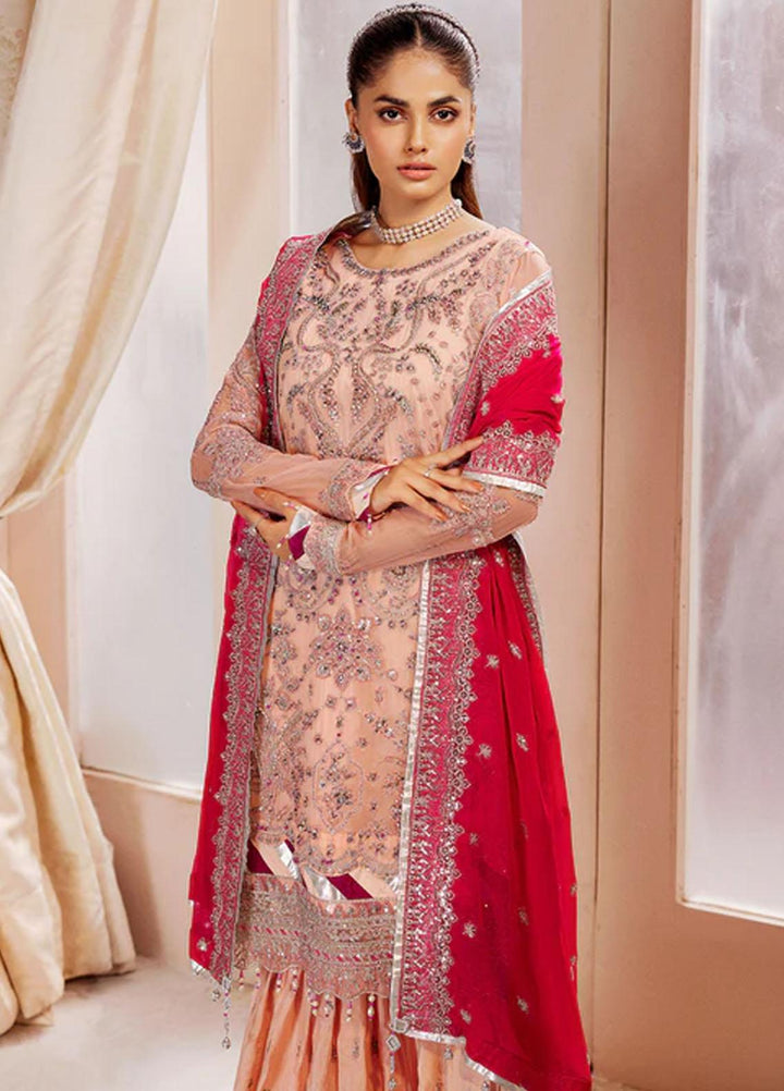 Elaine By Emaan Adeel Embroidered Chiffon Suits Unstitched 3 Piece EA23EL EL-10 - Luxury Collection
