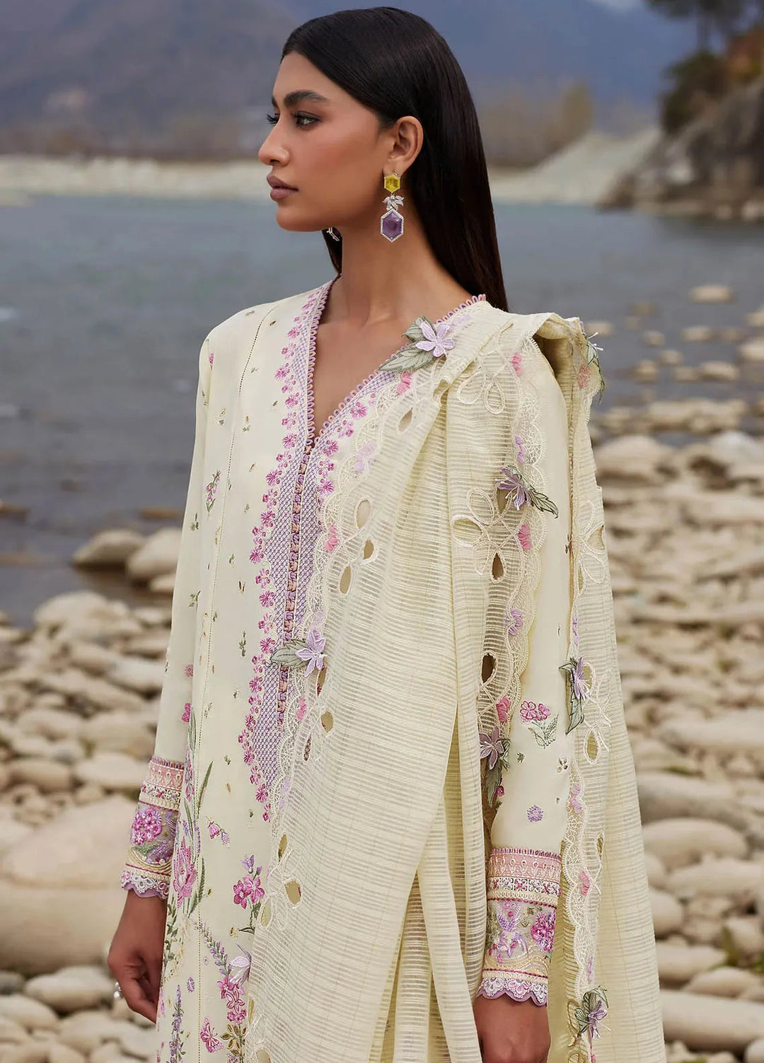 Elan Embroidered Lawn Suits Unstitched 3 Piece EL24L D-02B Nedine - Summer Collection
