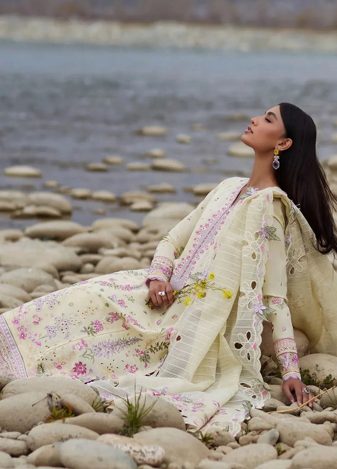 Elan Embroidered Lawn Suits Unstitched 3 Piece EL24L D-02B Nedine - Summer Collection