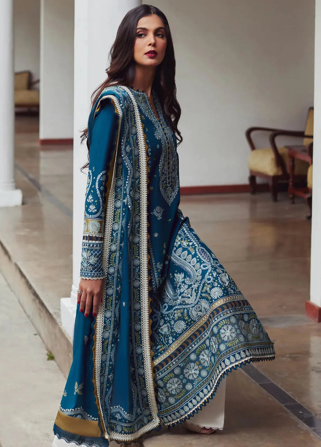 Elan Embroidered Lawn Suits Unstitched 3 Piece EL24L D-04A Mahrosh - Summer Collection
