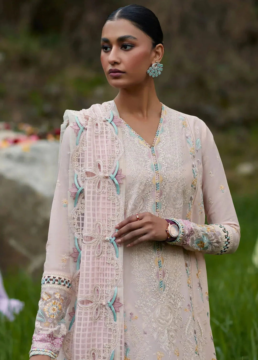 Elan Embroidered Lawn Suits Unstitched 3 Piece EL24L D-05B Neziha - Summer Collection