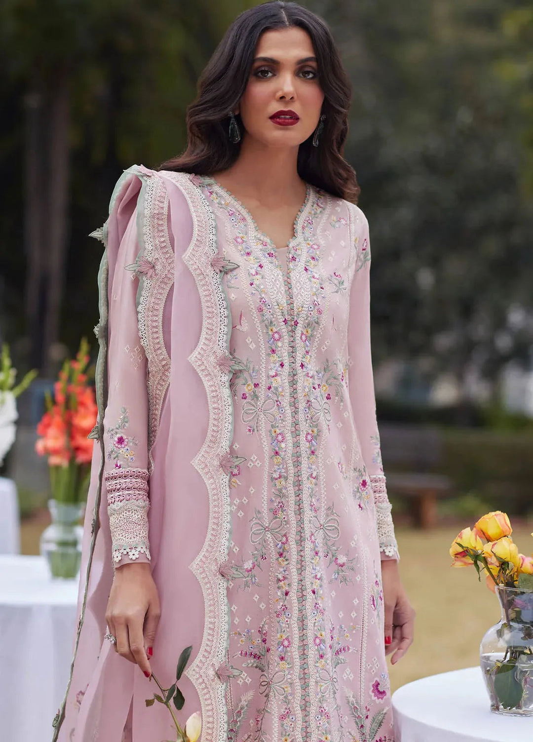 Elan Embroidered Lawn Suits Unstitched 3 Piece EL24L D-11B Mirzeta - Summer Collection