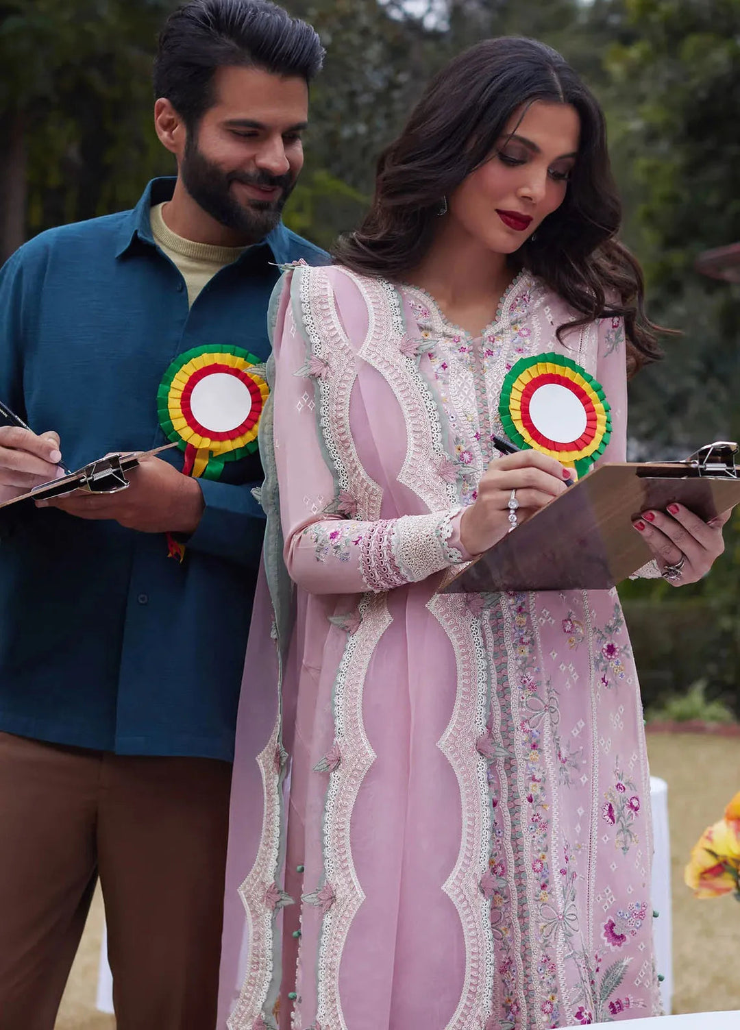 Elan Embroidered Lawn Suits Unstitched 3 Piece EL24L D-11B Mirzeta - Summer Collection