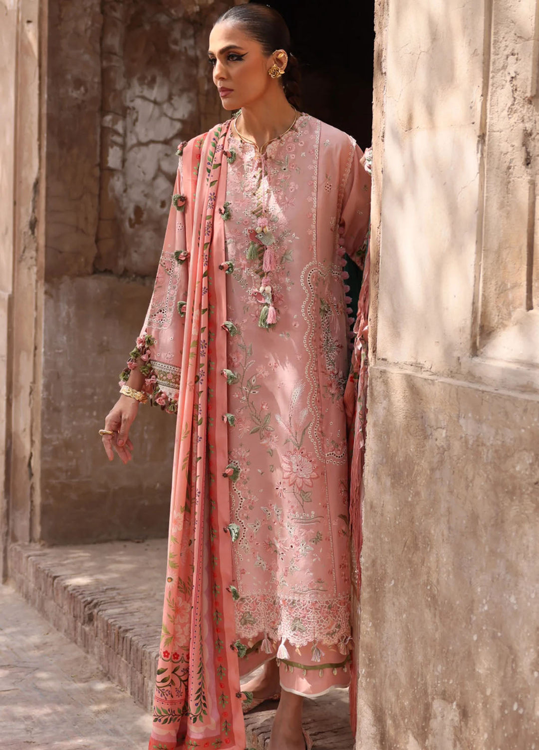 Elan Embroidered Lawn Suits Unstitched 3 Piece EL25LL EL25-01 A Serene - Luxury Collection
