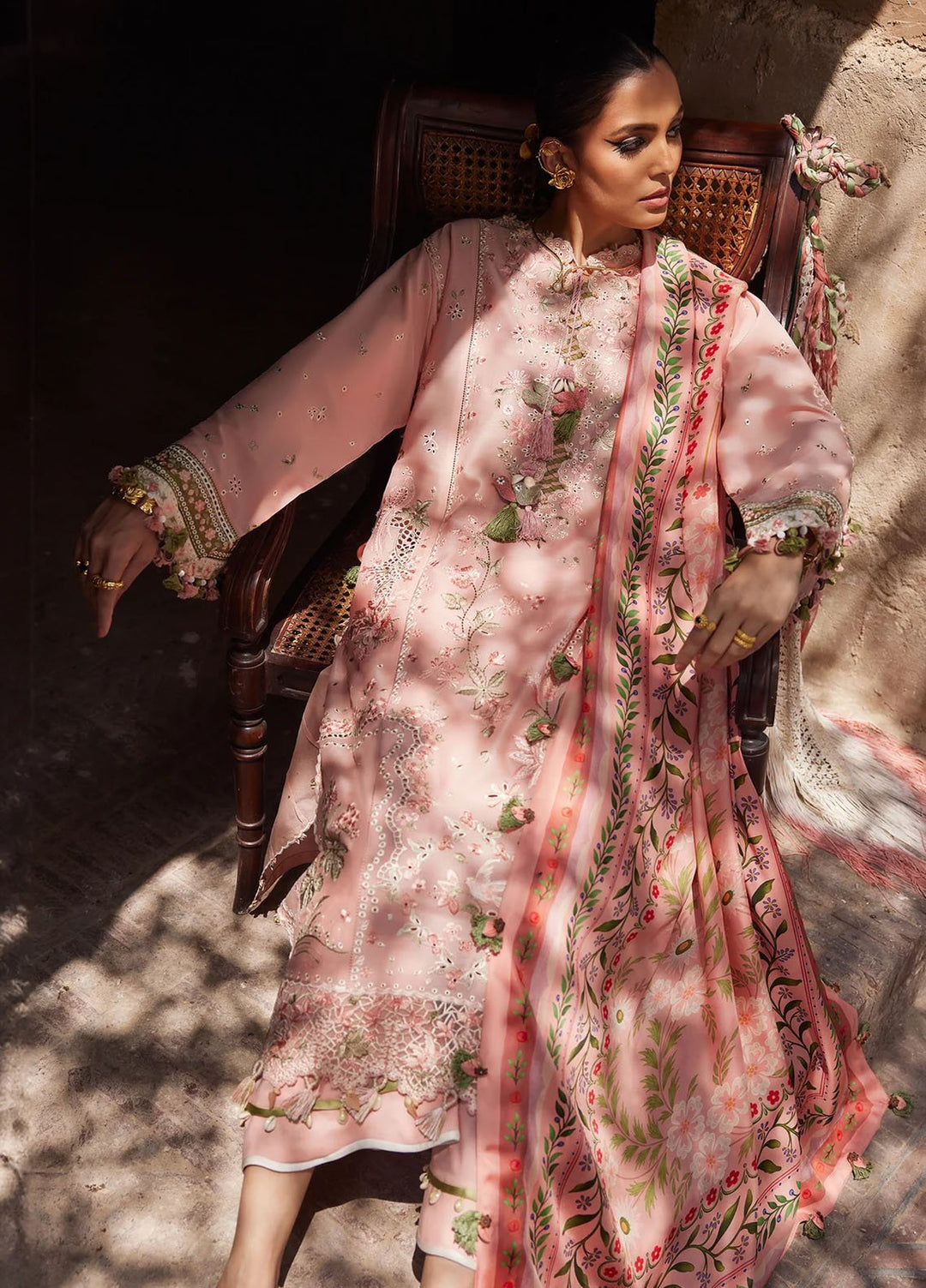 Elan Embroidered Lawn Suits Unstitched 3 Piece EL25LL EL25-01 A Serene - Luxury Collection