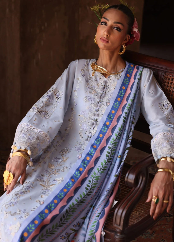 Elan Embroidered Lawn Suits Unstitched 3 Piece EL25LL EL25-01 B Serene - Luxury Collection