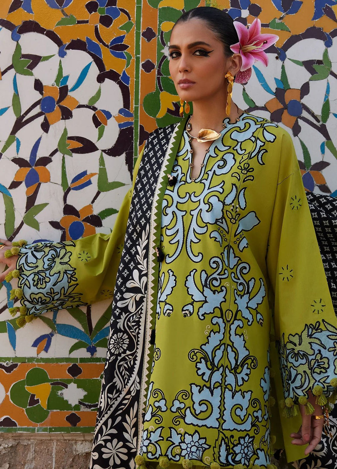 Elan Embroidered Lawn Suits Unstitched 3 Piece EL25LL EL25-03 A Solene - Luxury Collection