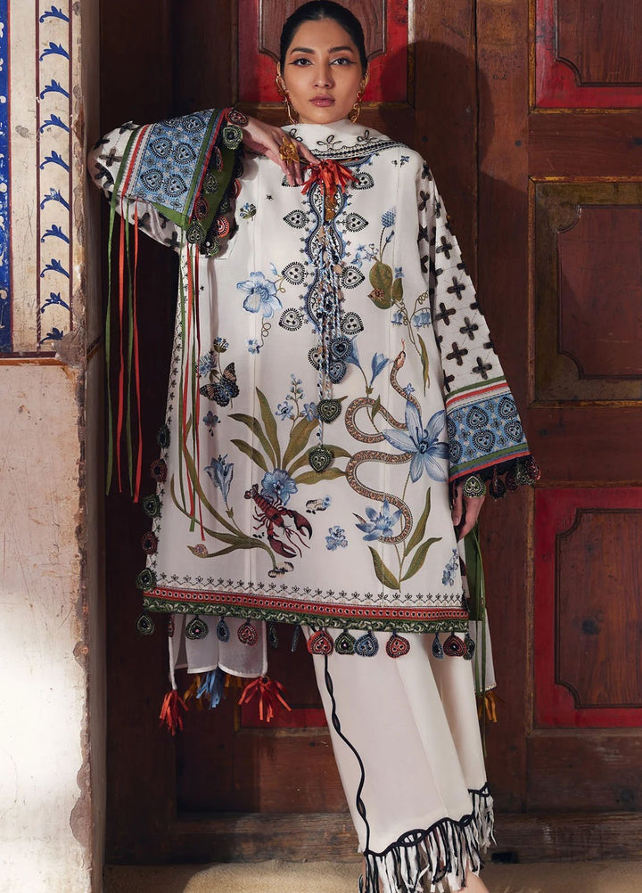 Minor Defect - Elan Embroidered Lawn Suits Unstitched 3 Piece EL25LL EL25-04 B Azureh - Luxury Collection