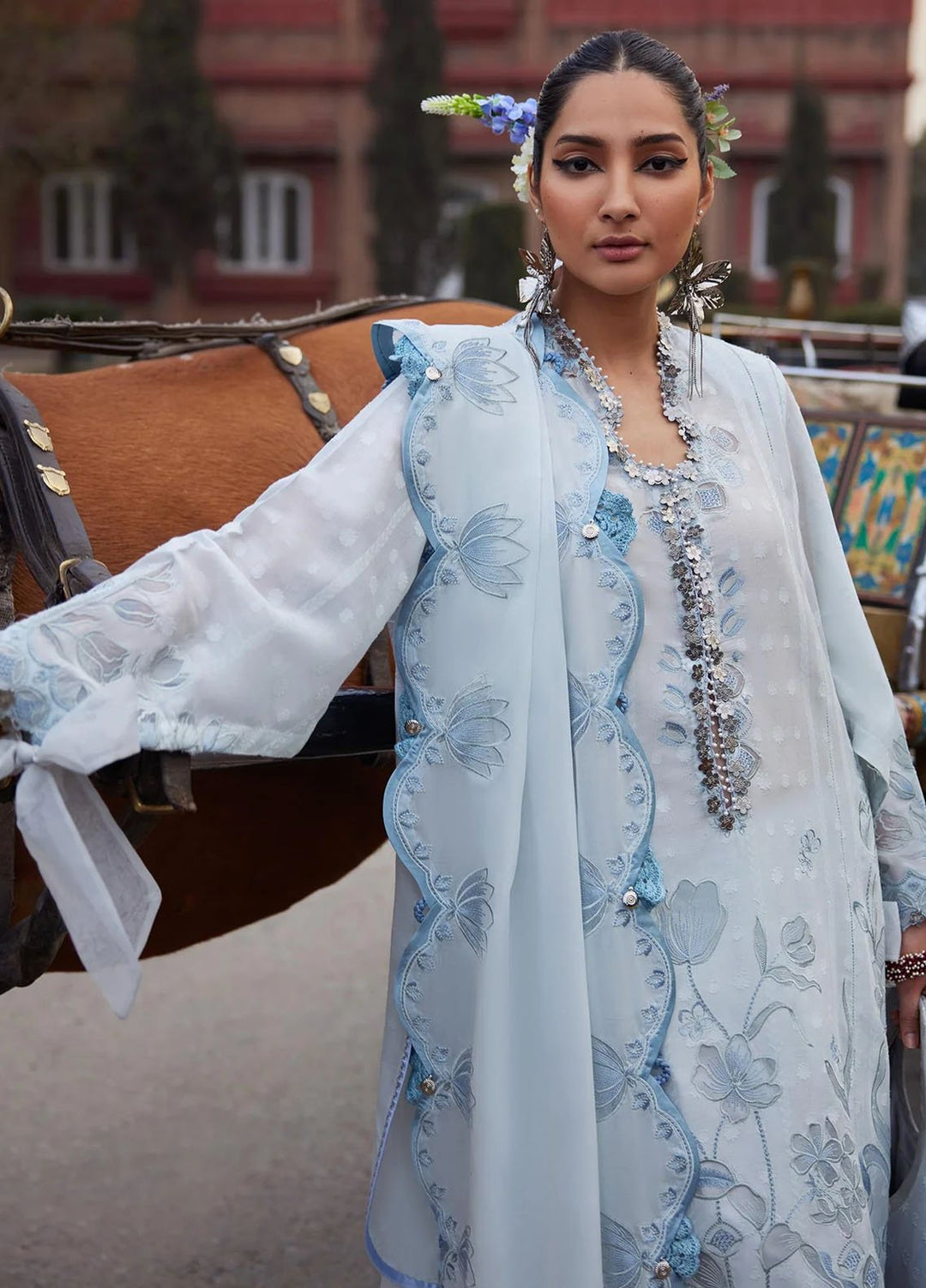 Elan Embroidered Lawn Suits Unstitched 3 Piece EL25LL EL25-05 B Celestine - Luxury Collection