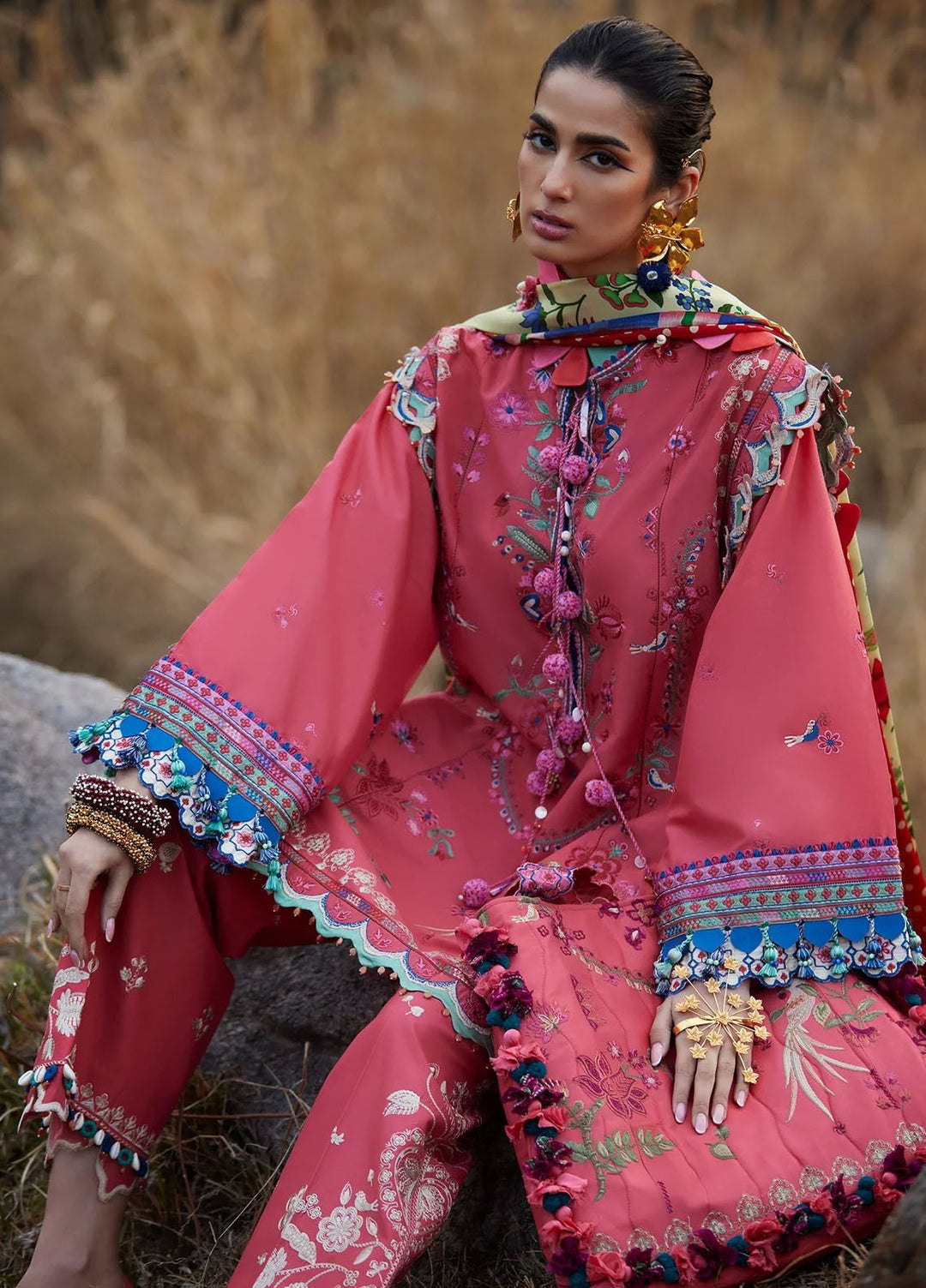 Elan Embroidered Lawn Suits Unstitched 3 Piece EL25LL EL25-06 B Aurielle - Luxury Collection