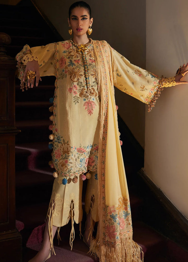 Elan Embroidered Lawn Suits Unstitched 3 Piece EL25LL EL25-07 A Zahara - Luxury Collection