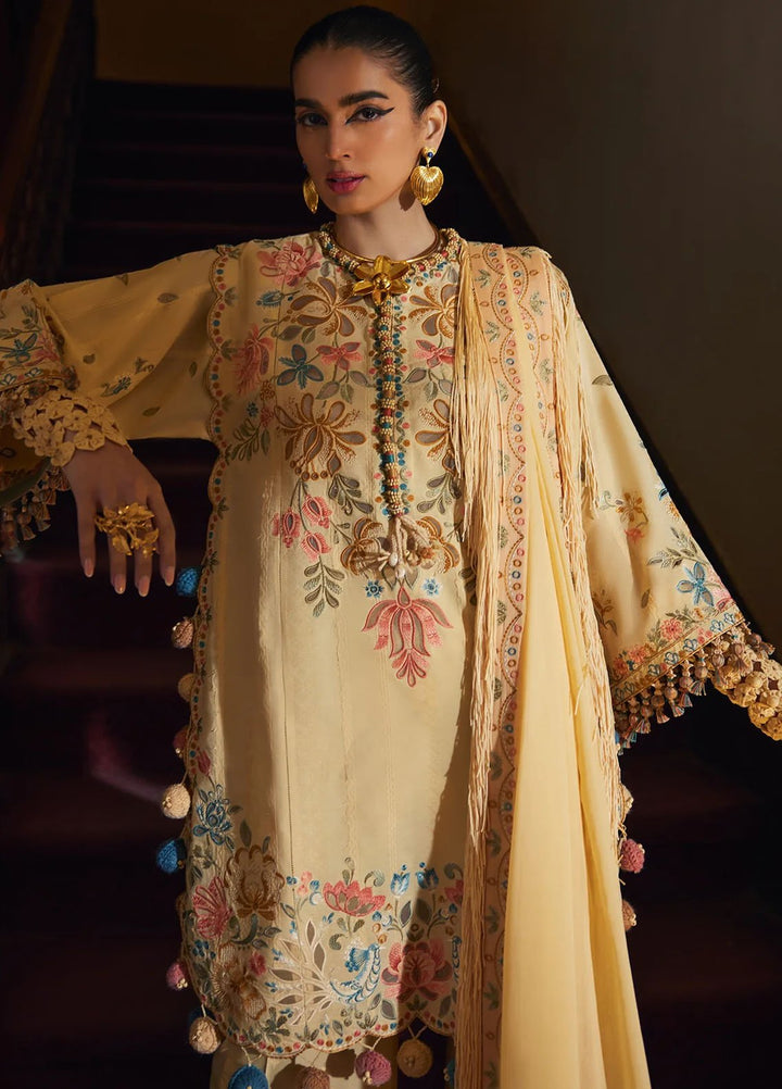 Elan Embroidered Lawn Suits Unstitched 3 Piece EL25LL EL25-07 A Zahara - Luxury Collection