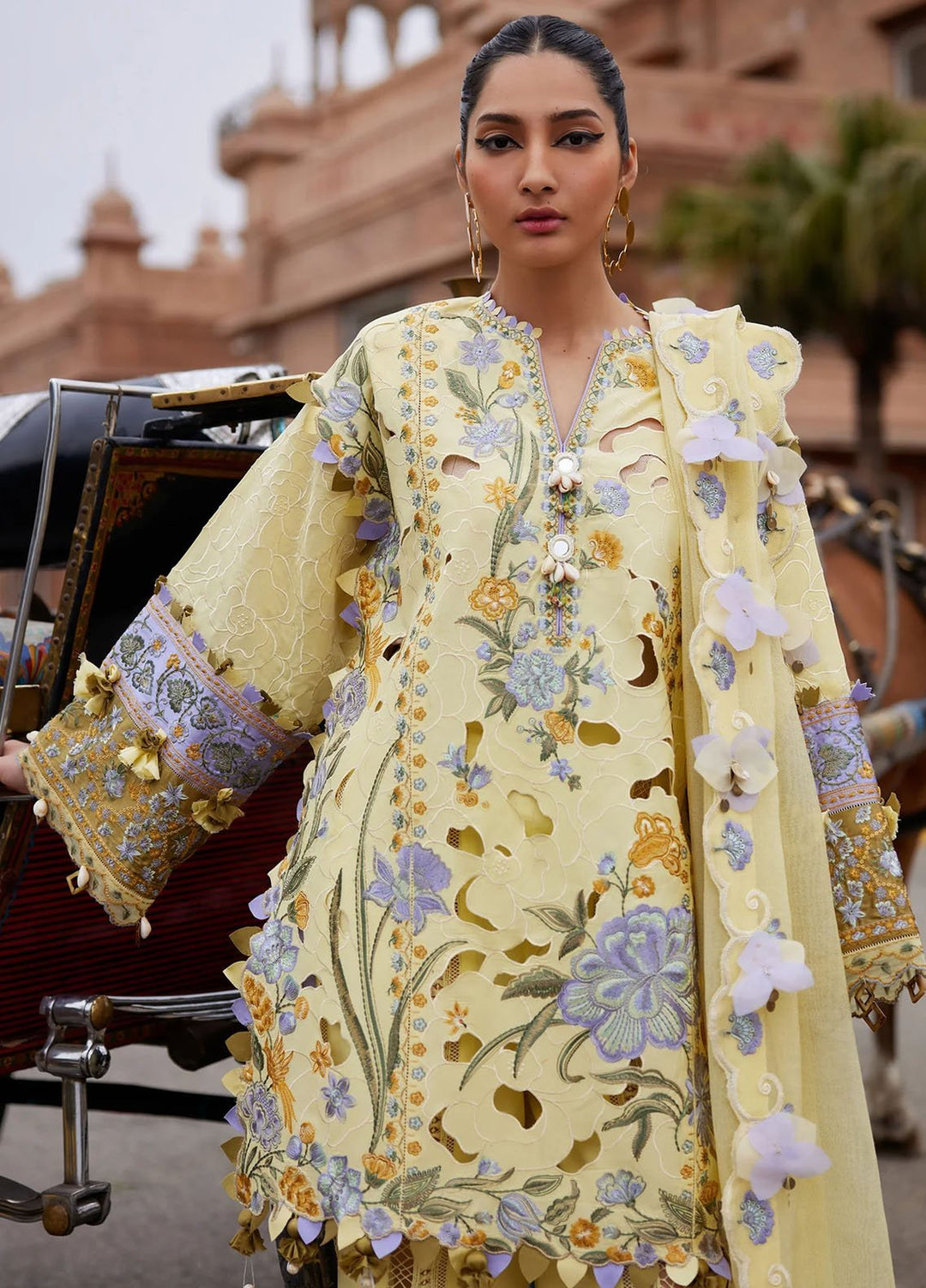 Elan Embroidered Lawn Suits Unstitched 3 Piece EL25LL EL25-09 A Amara - Luxury Collection