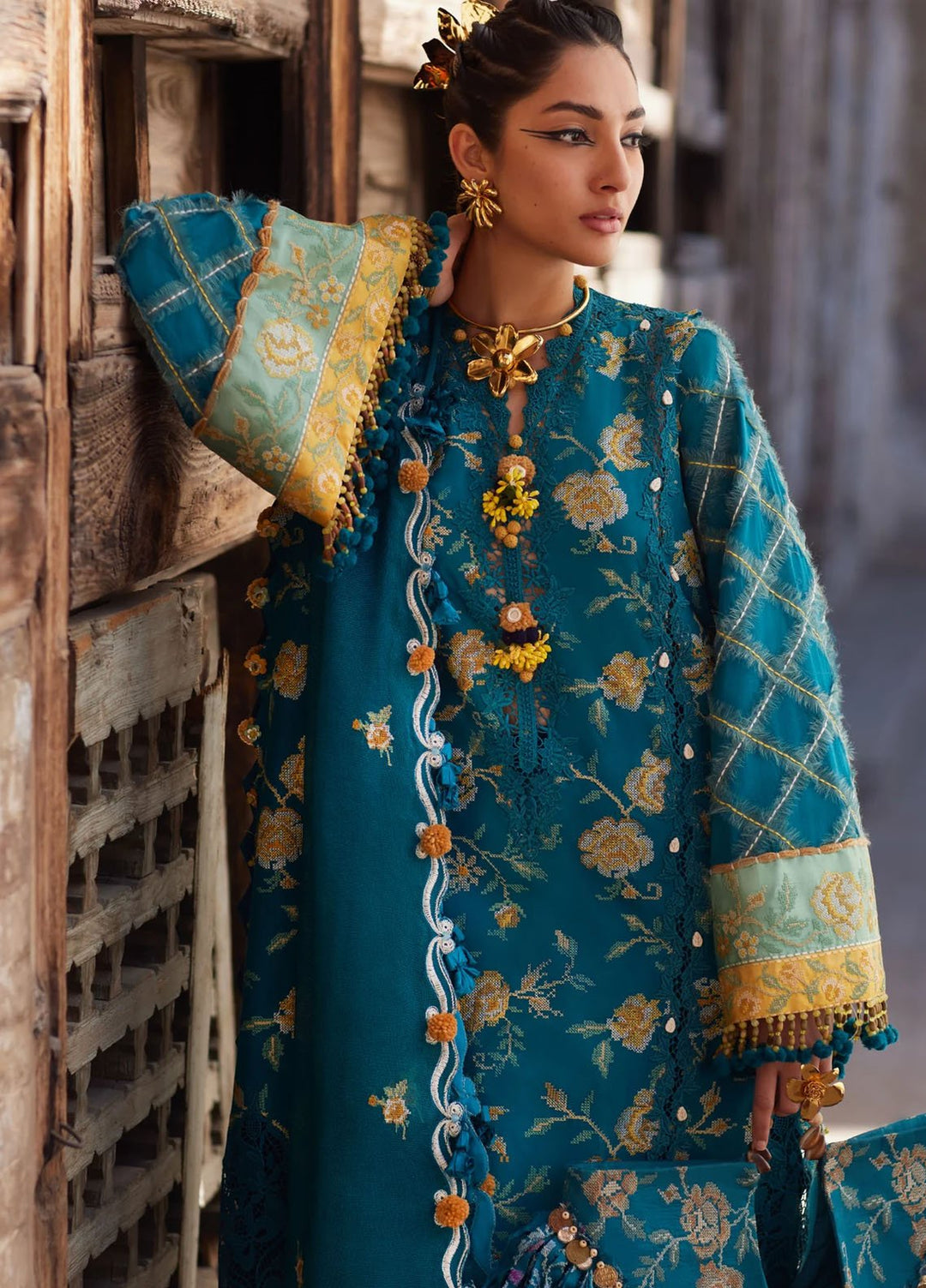 Elan Embroidered Lawn Suits Unstitched 3 Piece EL25LL EL25-10 A Ophelia - Luxury Collection