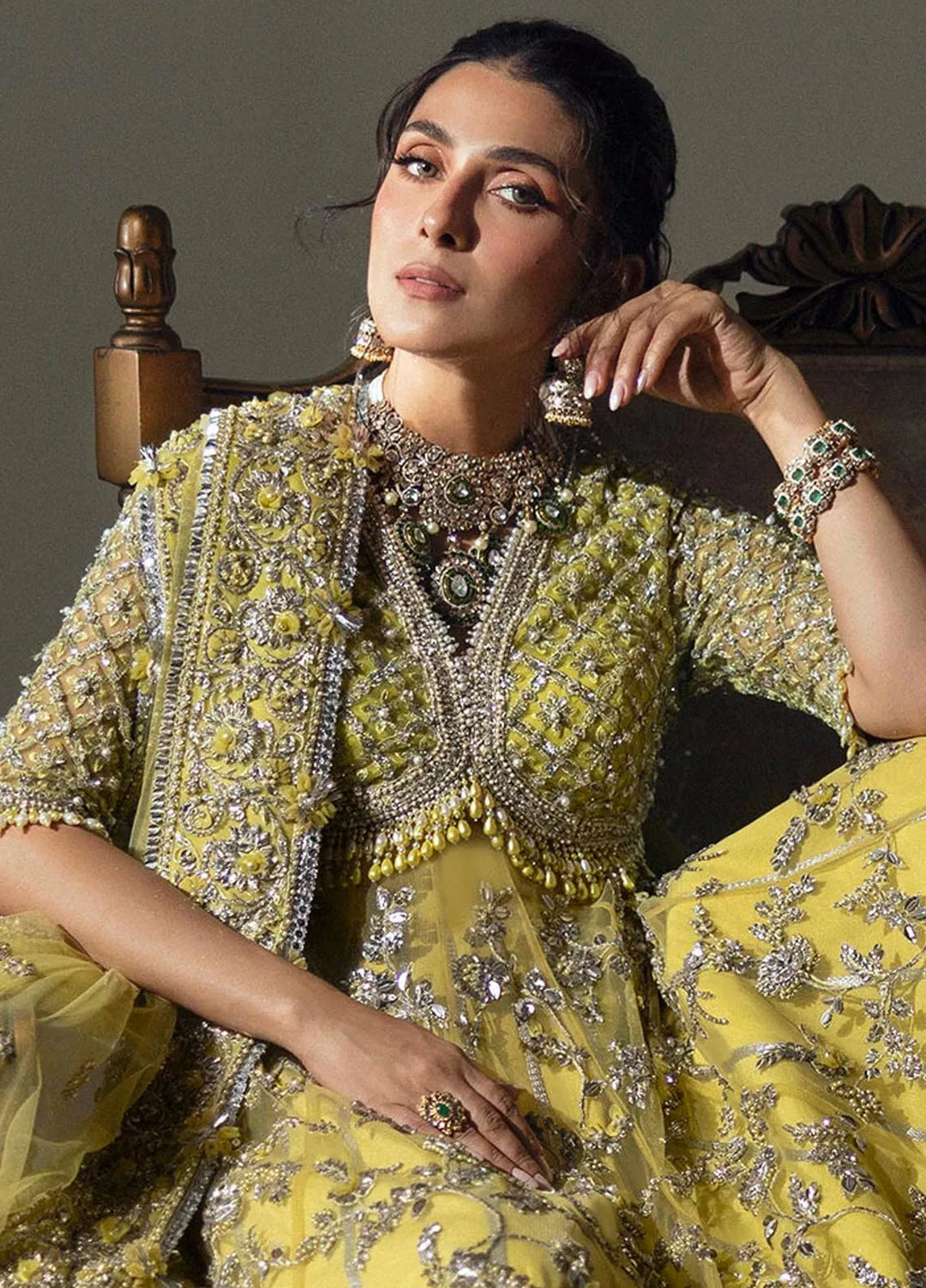 Elan Embroidered Suits Unstitched 3 Piece EC24-03 Lime Blossom - Wedding Collection