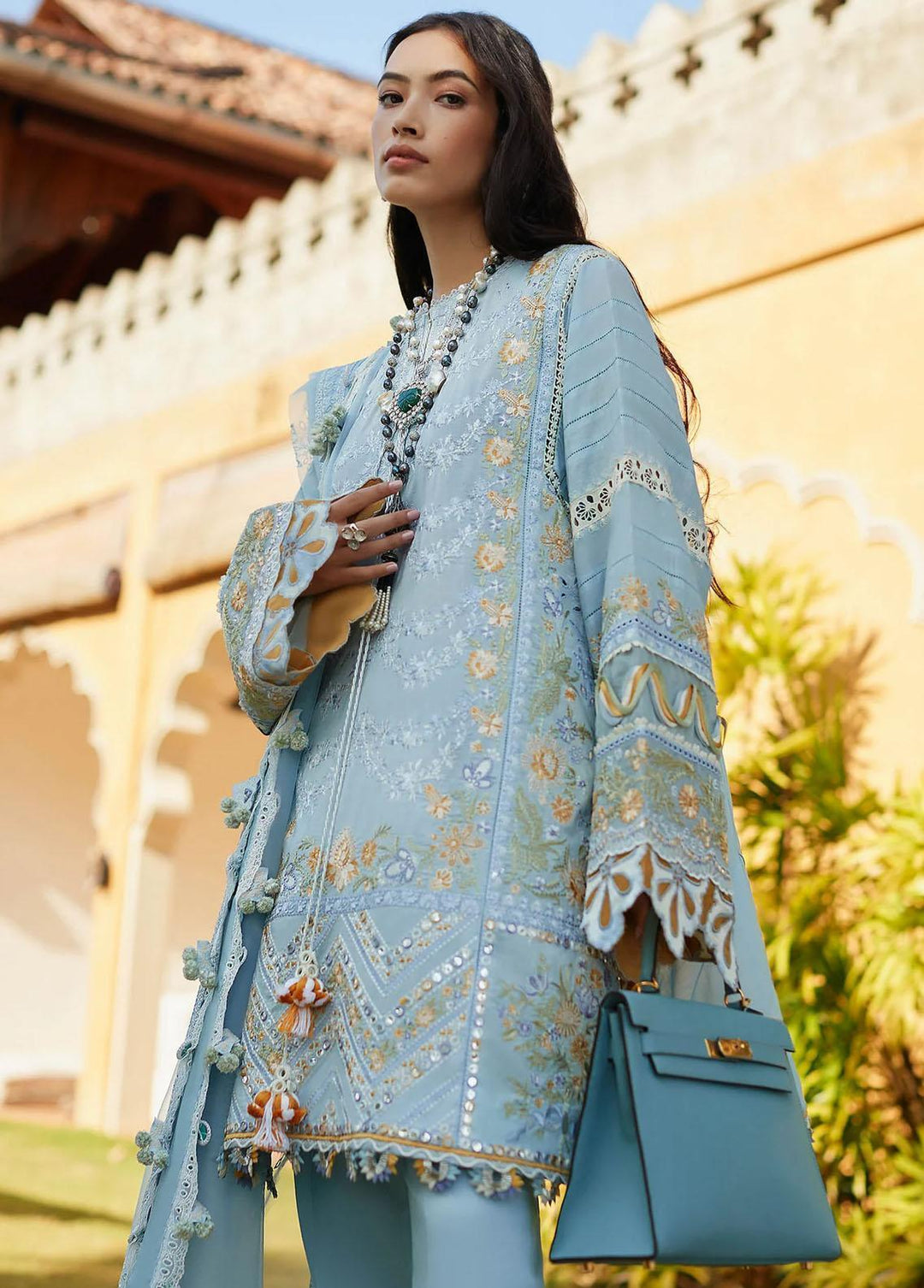 Elan Embroidered Lawn Suits Unstitched 3 Piece EL23LL EL23-01 A Ira - Summer Collection