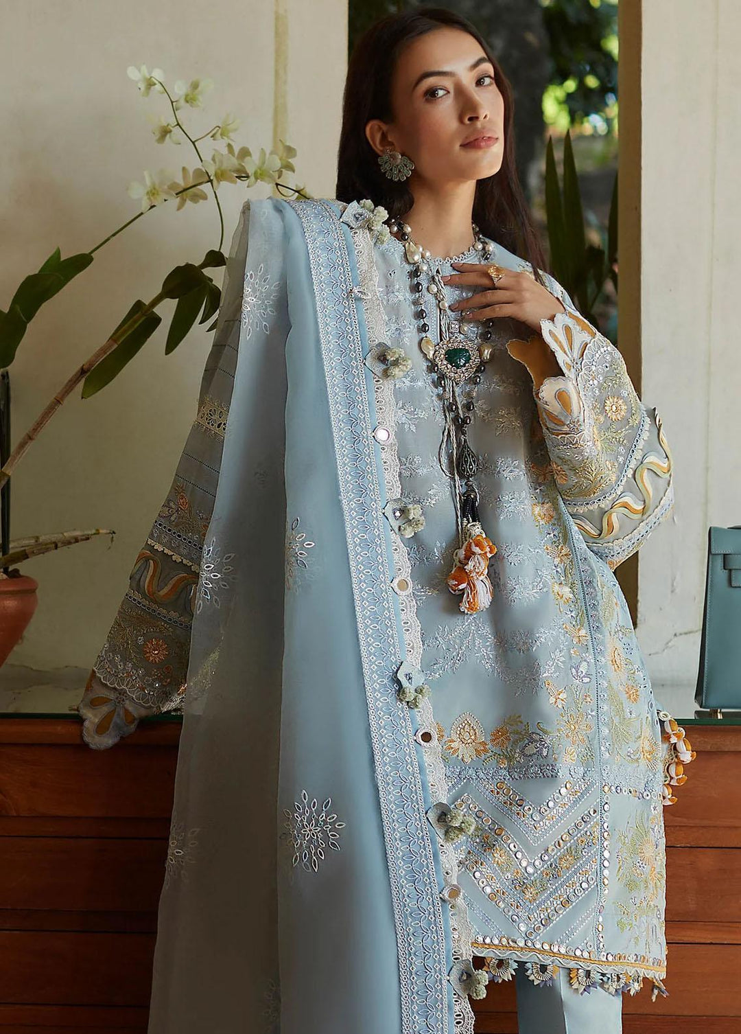 Elan Embroidered Lawn Suits Unstitched 3 Piece EL23LL EL23-01 A Ira - Summer Collection