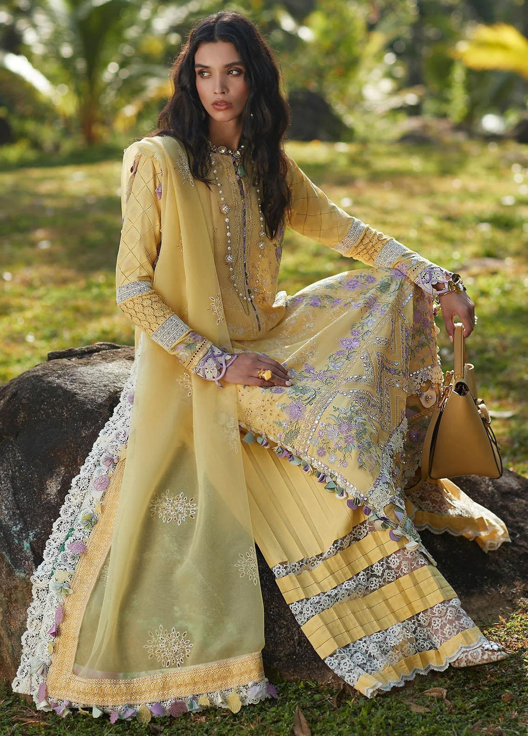 Elan Embroidered Lawn Suits Unstitched 3 Piece EL23LL EL23-01 B Ira - Summer Collection