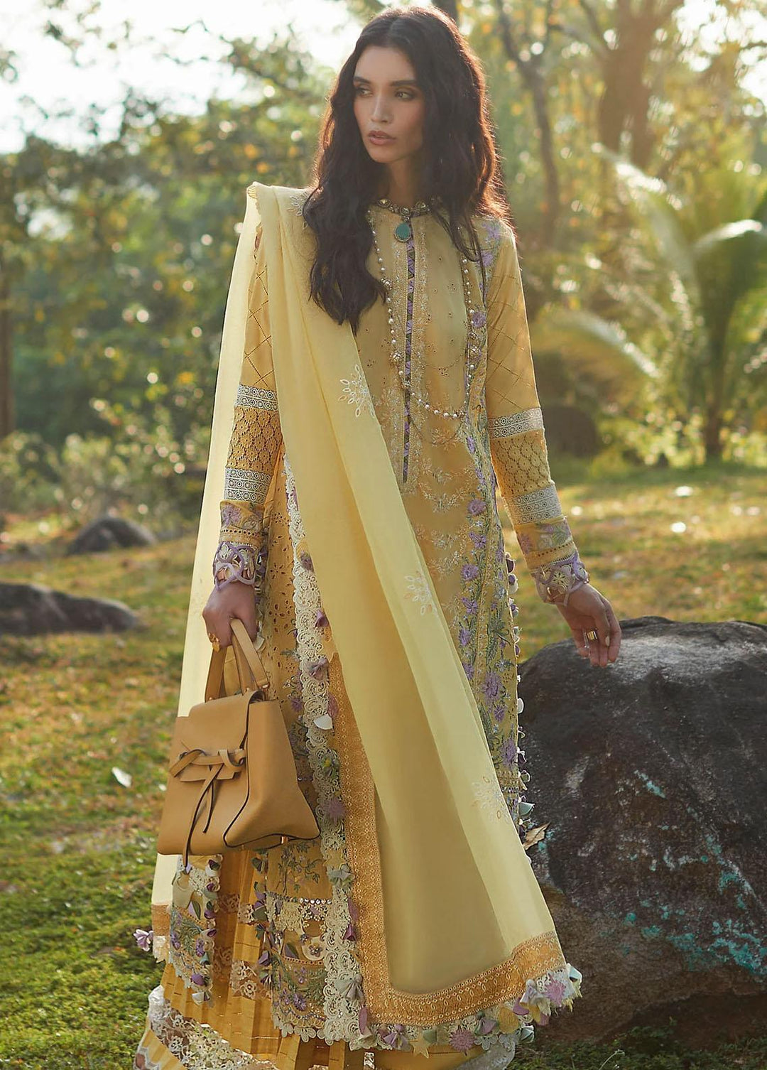 Elan Embroidered Lawn Suits Unstitched 3 Piece EL23LL EL23-01 B Ira - Summer Collection