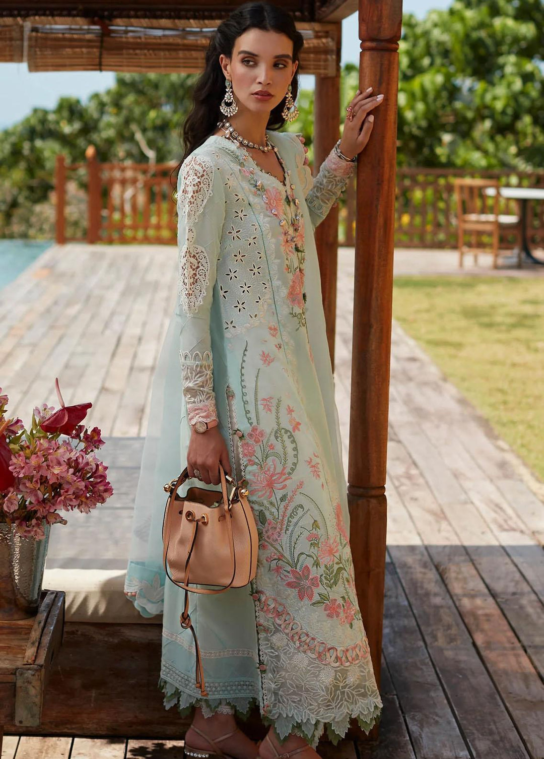Elan Embroidered Lawn Suits Unstitched 3 Piece EL23LL EL23-03 A Ziva - Summer Collection