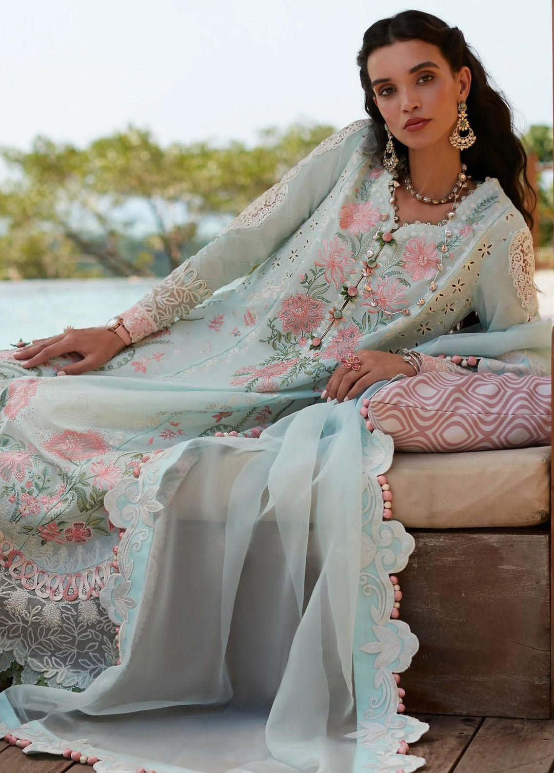 Elan Embroidered Lawn Suits Unstitched 3 Piece EL23LL EL23-03 A Ziva - Summer Collection