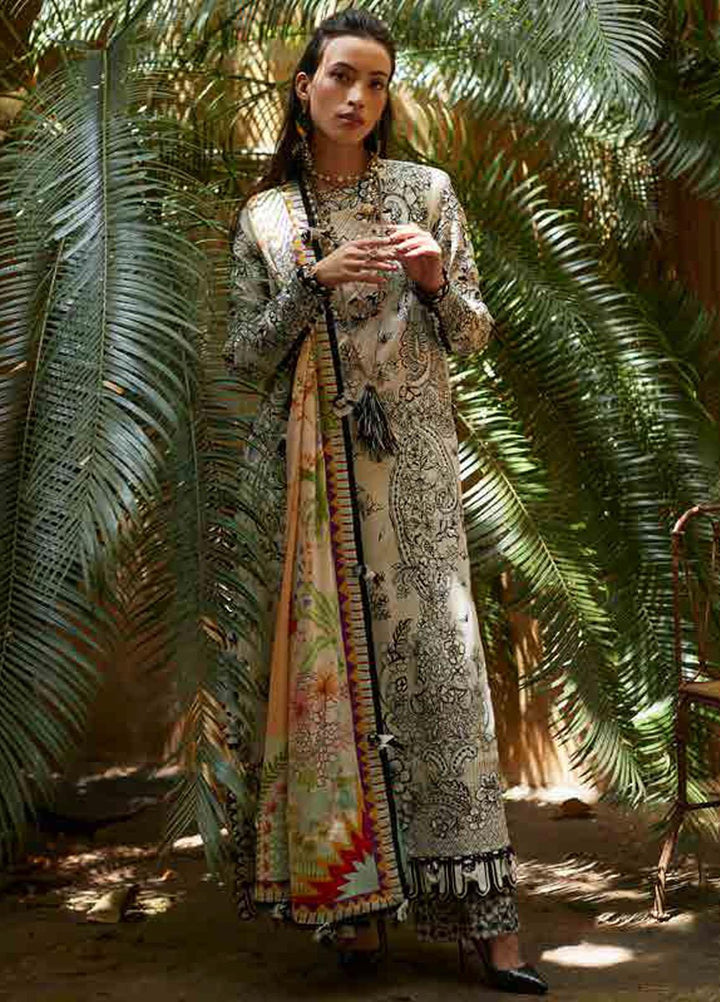Elan Embroidered Lawn Suits Unstitched 3 Piece EL23LL EL23-07 A Kaia - Summer Collection