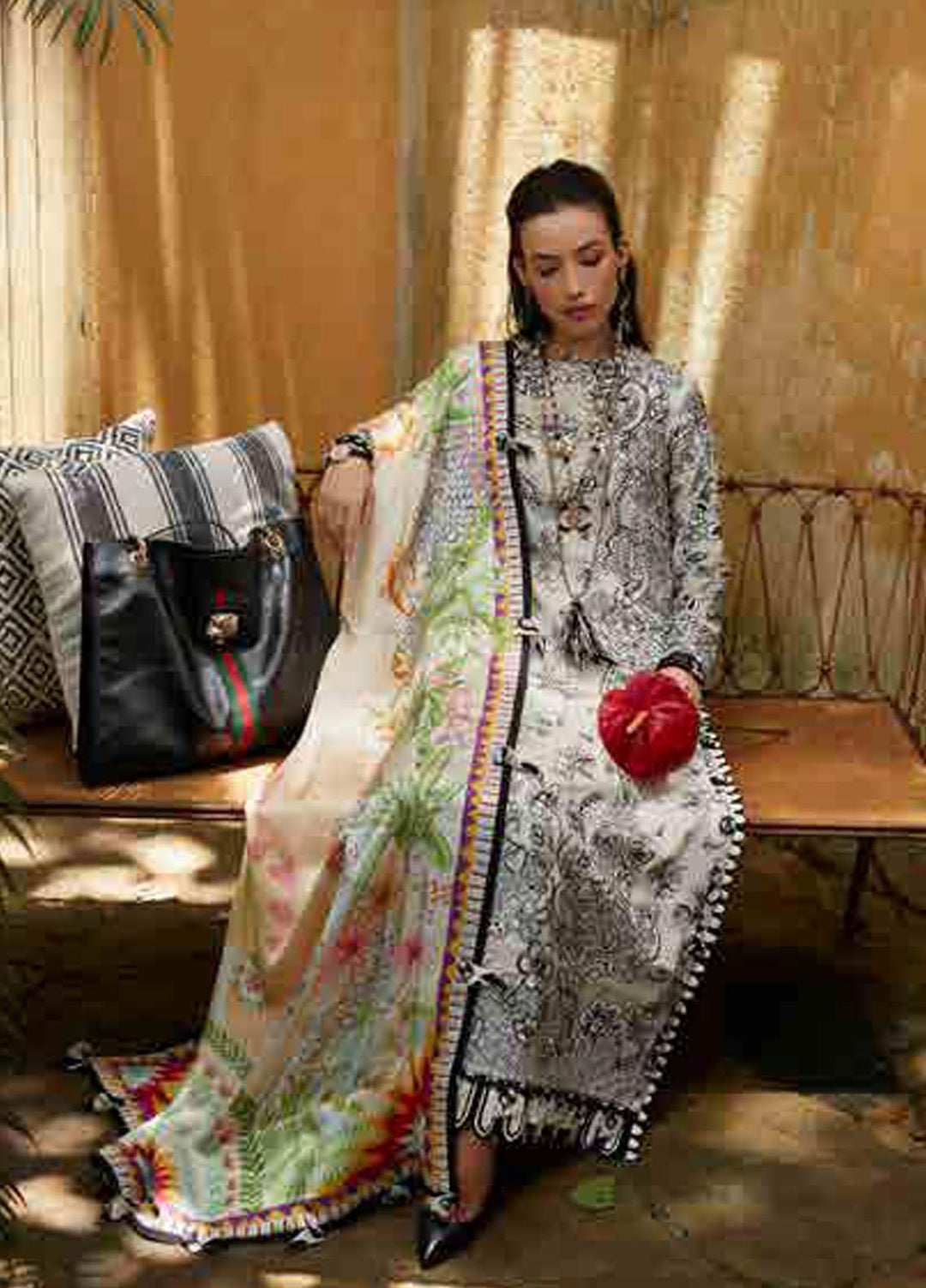 Elan Embroidered Lawn Suits Unstitched 3 Piece EL23LL EL23-07 A Kaia - Summer Collection