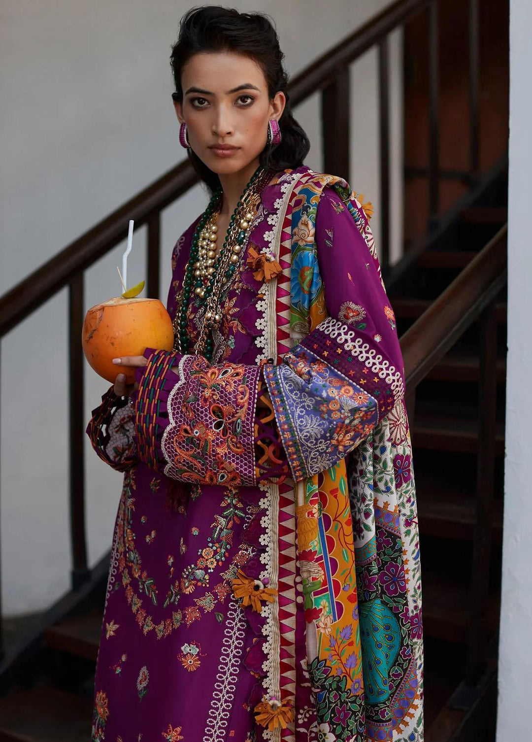 Elan Embroidered Lawn Suits Unstitched 3 Piece EL23LL EL23-08 B Aalia - Summer Collection