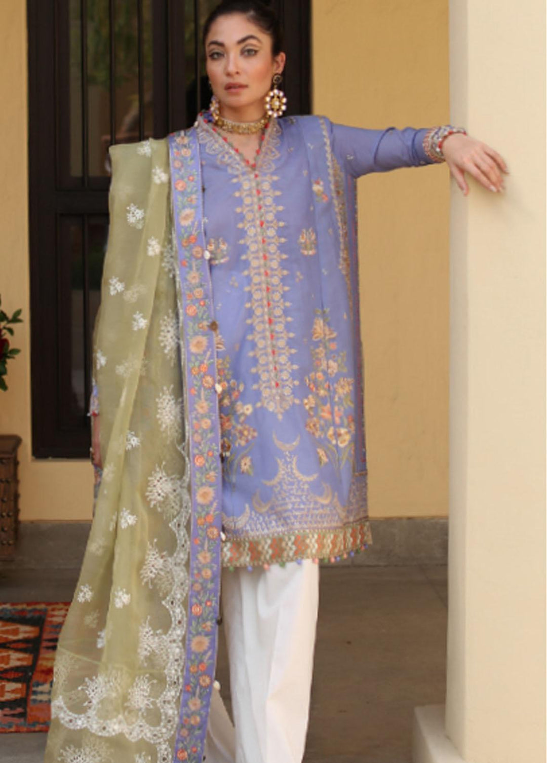Elan Embroidered Lawn Suit Unstitched 3 Piece EL22S EL22-02B ZENEL - Summer Collection
