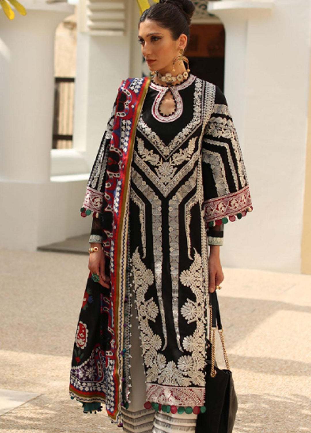 Elan Embroidered Lawn Suit Unstitched 3 Piece EL22S EL22-03B QISTINA - Summer Collection
