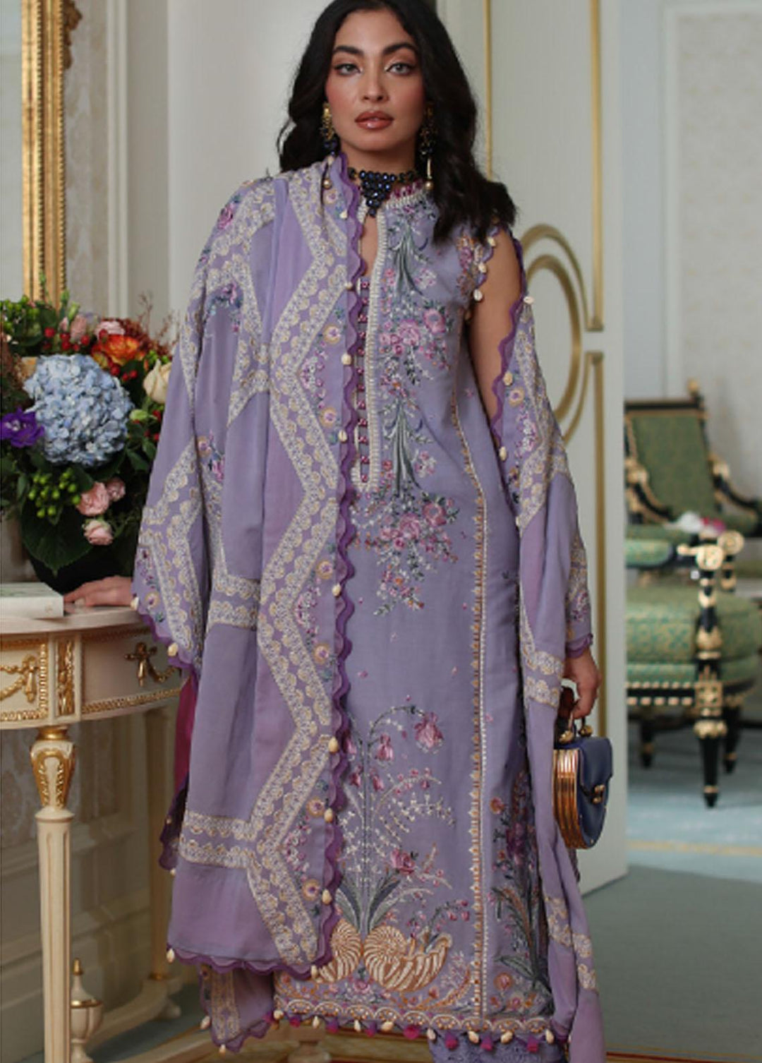 Elan Embroidered Lawn Suit Unstitched 3 Piece EL22S EL22-12B AIREEN - Summer Collection