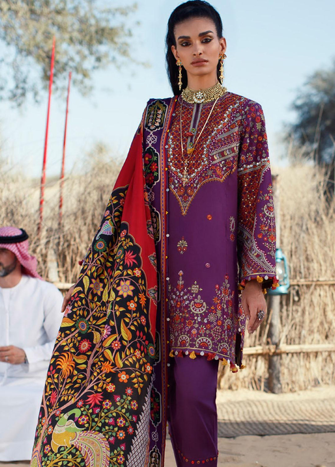Elan Embroidered Lawn Suit Unstitched 3 Piece EL22S EL22-13A MIRZETA - Summer Collection