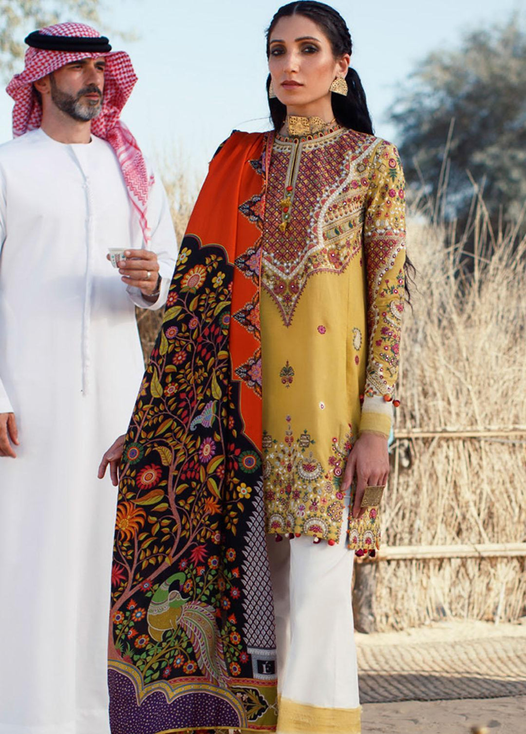 Elan Embroidered Lawn Suit Unstitched 3 Piece EL22S EL22-13B MIRZETA - Summer Collection