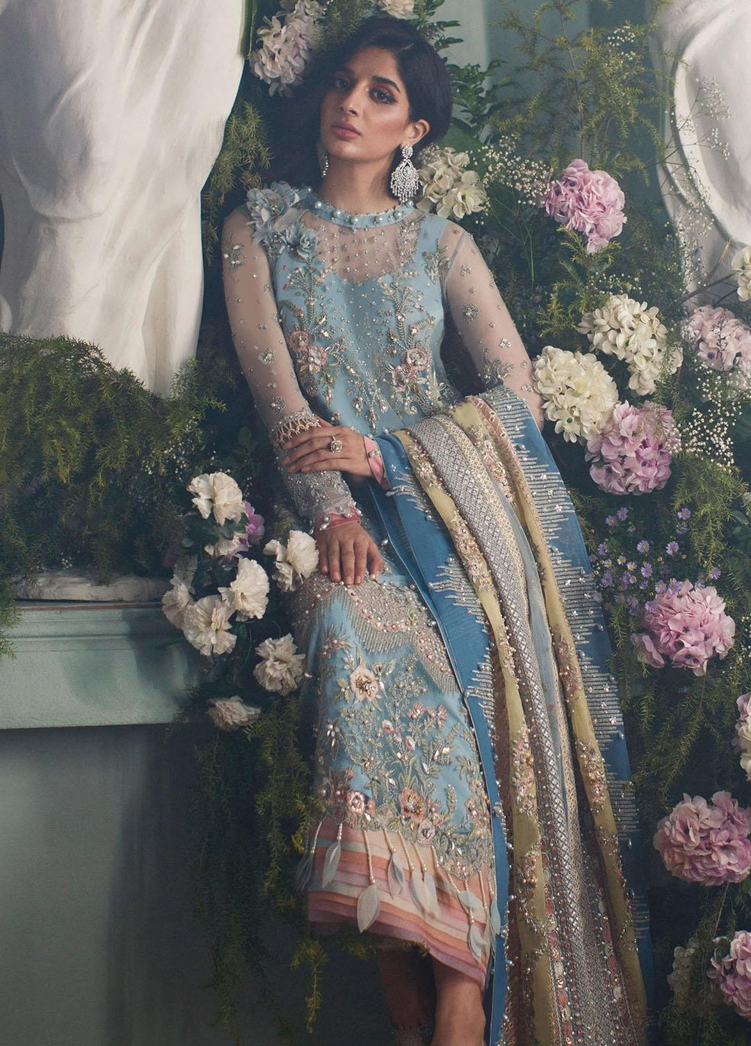 Elan Embroidered Net Suits Unstitched 3 Piece EL21WF EC21-01 ELMAS - Wedding Collection