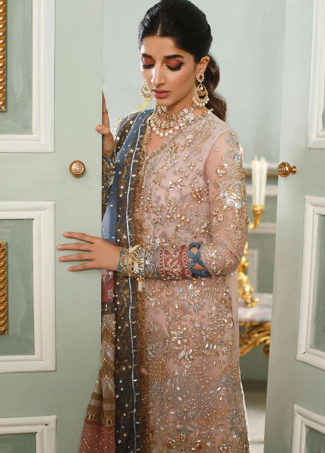 Elan Embroidered Net Suits Unstitched 3 Piece EL21WF EC21-07 CEYDA - Wedding Collection