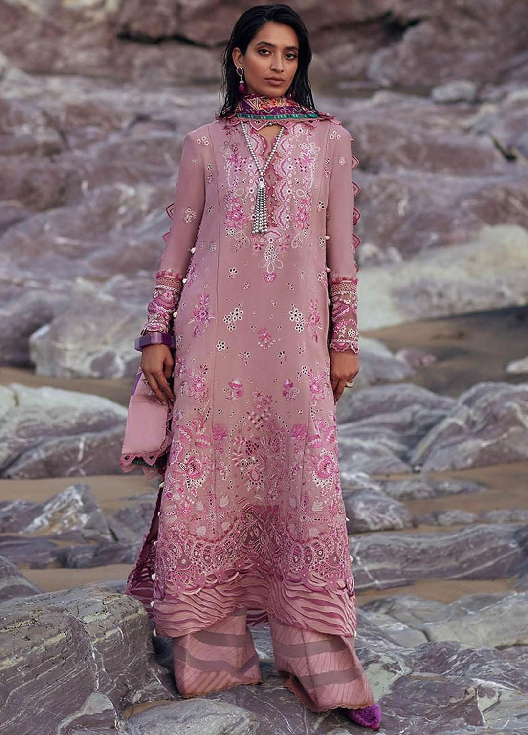 Elan Embroidered Karandi Suits Unstitched 3 Piece EL23UW EW23-01 Fezeh - Winter Collection